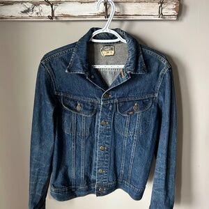 Vintage Men's Dark Wash Lee Jean Jacket - Size Large